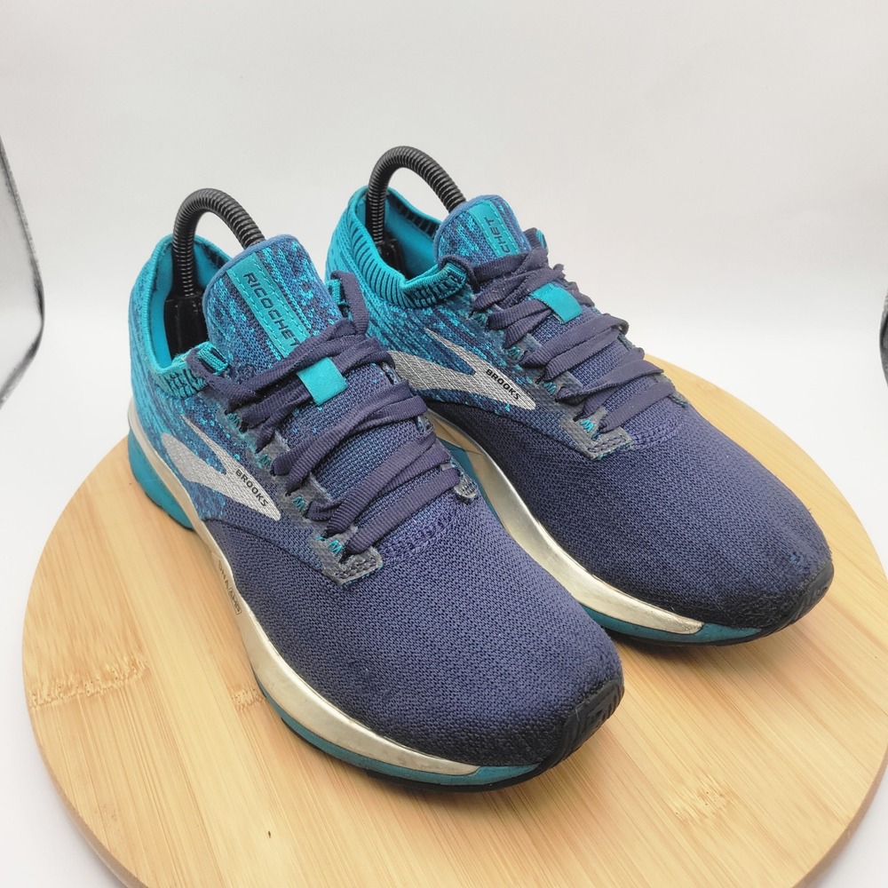 Brooks Ricochet Womens Running Shoes Blue Teal Silver 1202821B482 Size 8